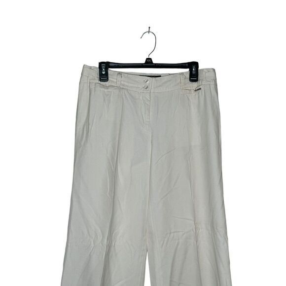 Da-Nang Surplus Women's Pants Logo Wide-Legs Mid-Rise Casual Cotton Cream Size 6 - Picture 8 of 10